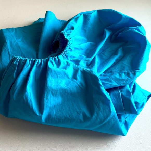 Sugarlips Turquoise Blue Dress Smocked Boho Puff Sleeves Size Medium 100% Cotton - Picture 5 of 10